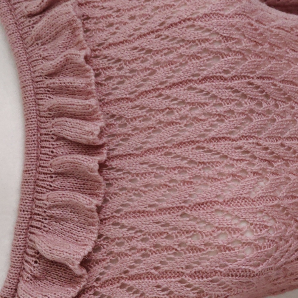 Open Knit With Ruffle Collar Sweater - Picture 2 of 9